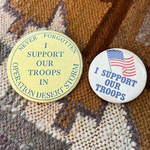 Vintage Set - Pin Buttons - “I Support Our Troops”